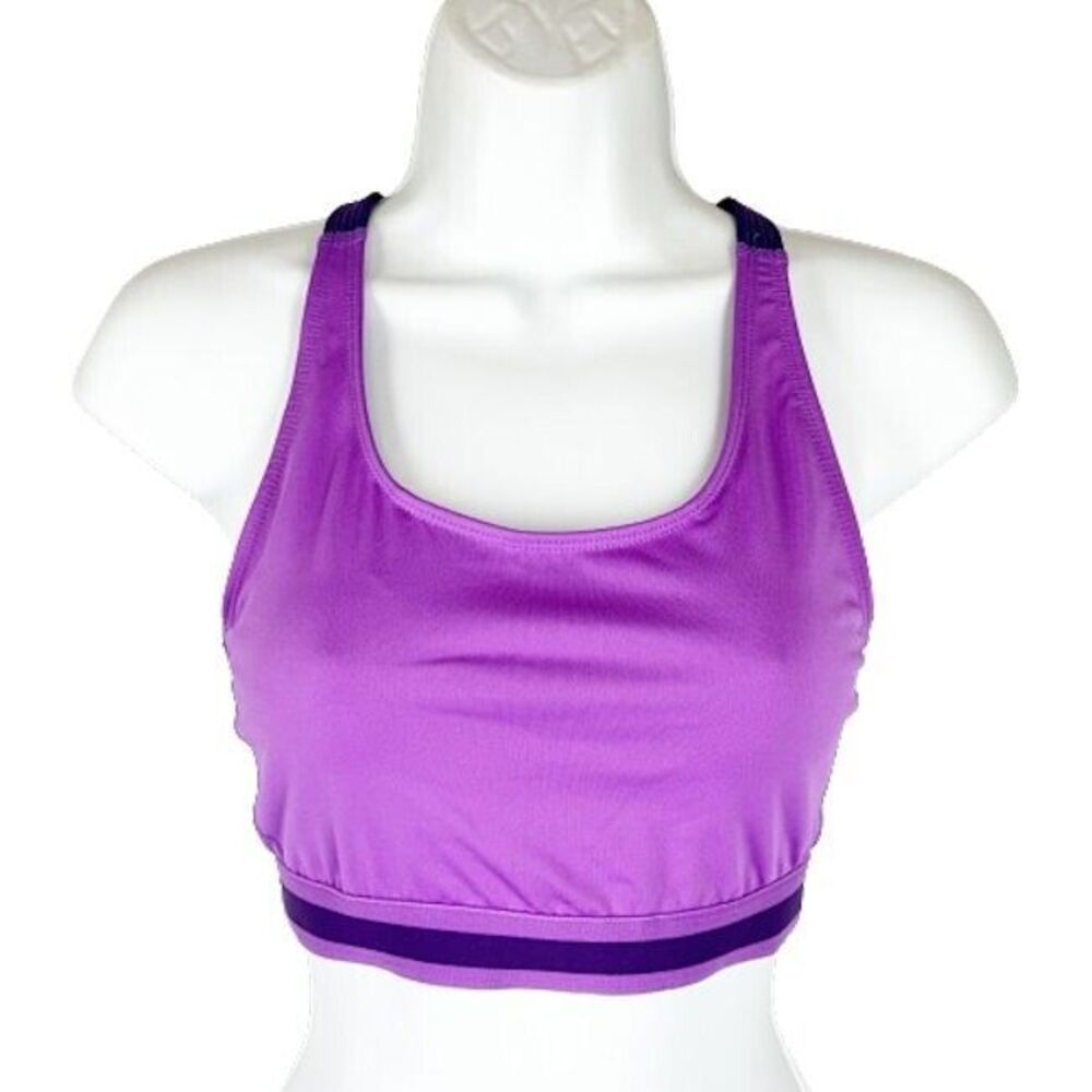 Nike Dri Fit Athletic Top L Purple Racer Back Inner Bra Stretch Activewear